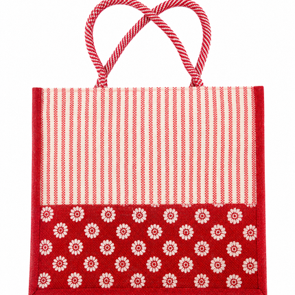Premium Printed Jute Tote Bag for Women Eco-Friendly Reusable Shopping Grocery Everyday Carry Bag