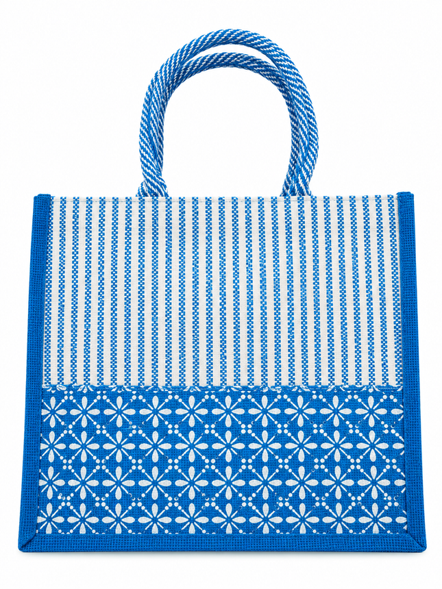 Premium Printed Jute Tote Bag for Women Eco-Friendly Reusable Shopping Grocery Everyday Carry Bag