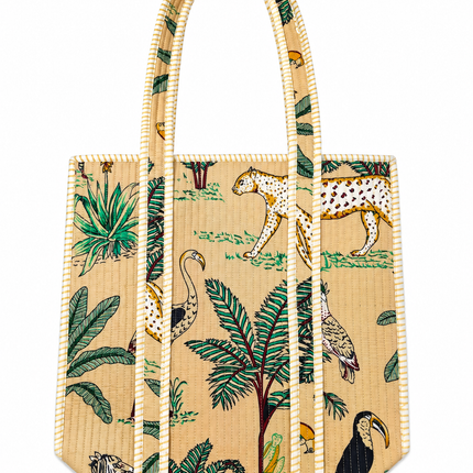 Ankit International Printed Cotton Tote Bag for Women | Floral Designer Handbag | Spacious Reusable Shopping Bag with Long Handles