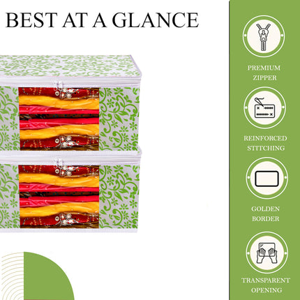 Saree Cover with Green Floral Print