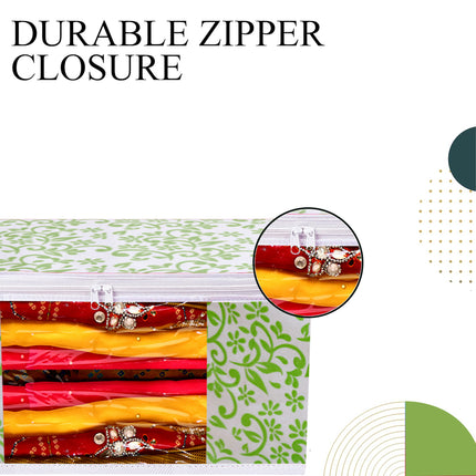 Saree Cover with Green Floral Print