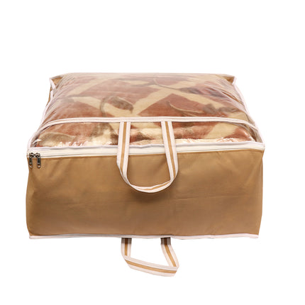 Ankit International Beige Blanket Storage Cover – Large Foldable Quilt & Comforter Storage Organizer Bag with Transparent Window, Dustproof Wardrobe Organizer