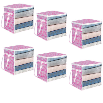 Ankit International Pink Blanket Storage Bag with Transparent Window | Foldable Clothes Organizer with Zip | Multi-Purpose Wardrobe Storage Box