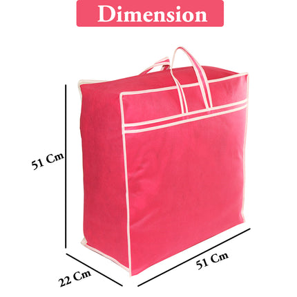 Ankit International Pink Blanket Storage Cover – Large Foldable Quilt & Comforter Storage Organizer Bag with Transparent Window, Dustproof Wardrobe Organizer