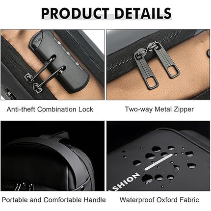 ANKIT INTERNATIONAL Waterproof Polyester Slim Unisex Crossbody Sling Bag With USB Charging Port, Backpack Men's Shoulder Bag, Travel Handbag, Hard Shell Anti-Theft Chest Bag
