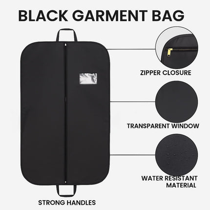 Ankit International Premium Suit Cover with Handles | Heavy Duty Garment Storage Bag with Full Zipper | Dustproof Travel Suit Cover for Coats, Blazers, Sherwanis, Sarees & Dresses Balck