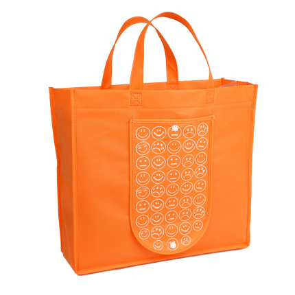Ankit International Smiley Print Non-Woven Reusable Grocery Shopping Bag | Eco-Friendly Multipurpose Tote Bag with Handle | Foldable Storage Carry Bag