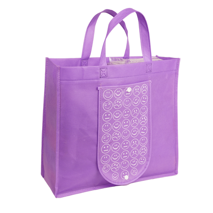 Ankit International Smiley Print Non-Woven Reusable Grocery Shopping Bag | Eco-Friendly Multipurpose Tote Bag with Handle | Foldable Storage Carry Bag