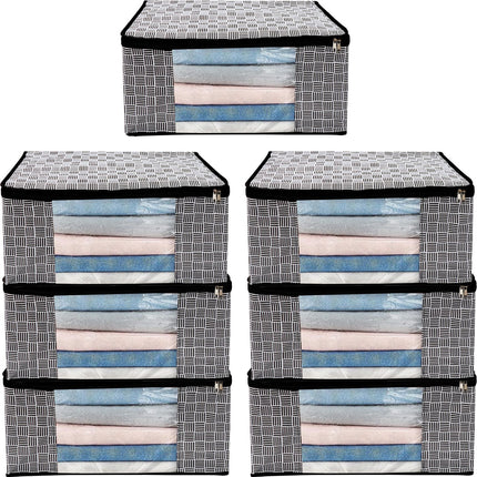 Black & White Geometric Design Clothes Storage Organizer Box with Transparent Window and Zip Closure