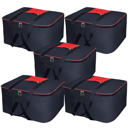 Ankit International Large Blanket Storage Bag with Handles – Foldable Quilt & Comforter Organizer, Heavy-Duty Clothes Storage Bag with Top Zipper & Front Pocket (Black & Red)